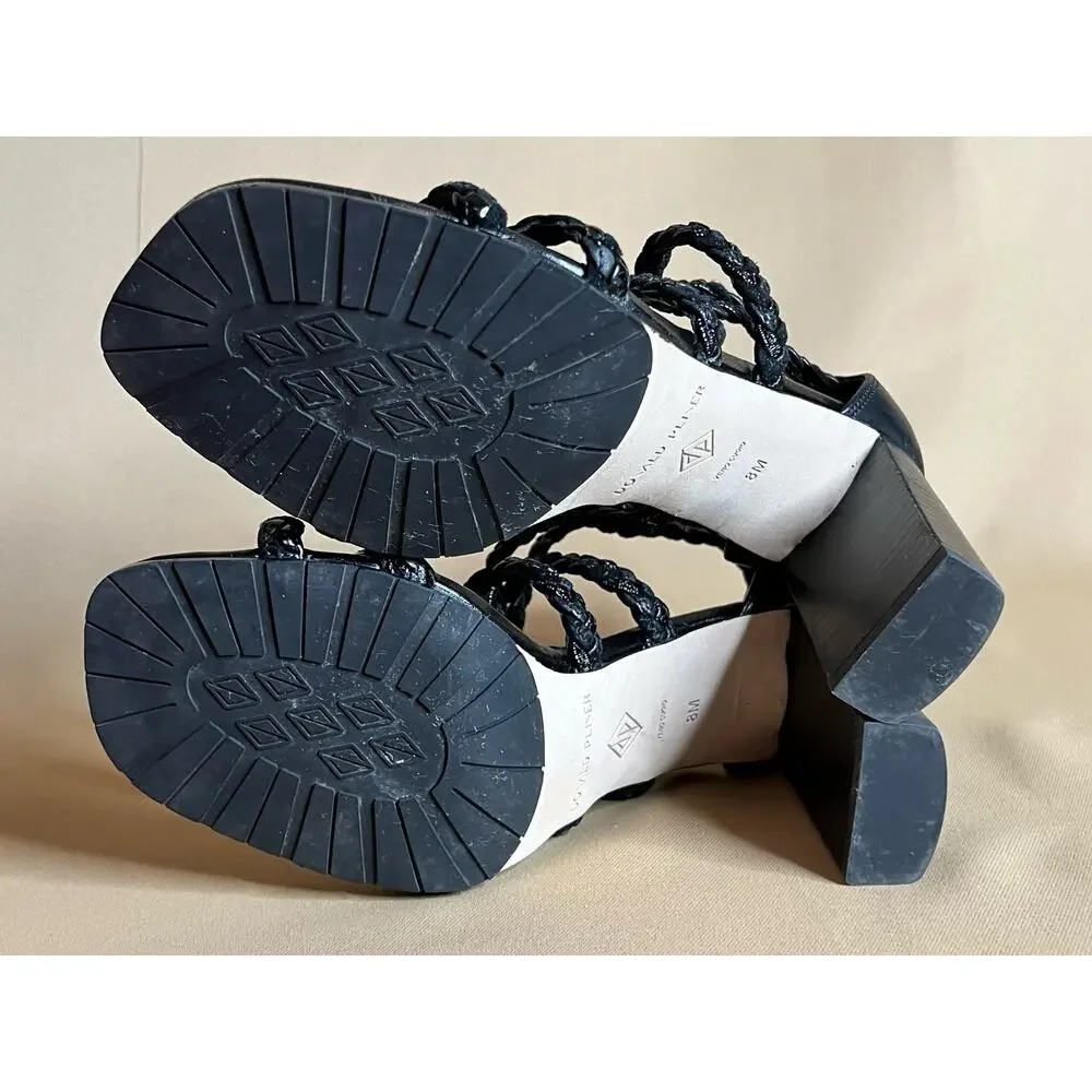 Donald J. Pliner Seska Black Braided Block Heel Strappy Sandal 8
